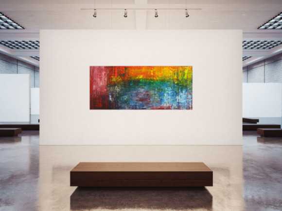 Abstraktes Acrylbild auf Leinwand handgemalt Spachteltechnik bunte Farben