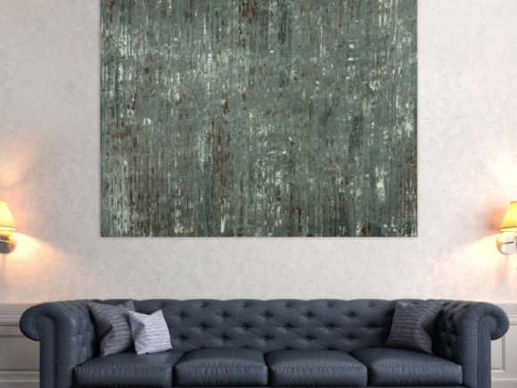 Abstraktes Gemälde handgemalt grau braun weiß Modern Art Leinwand