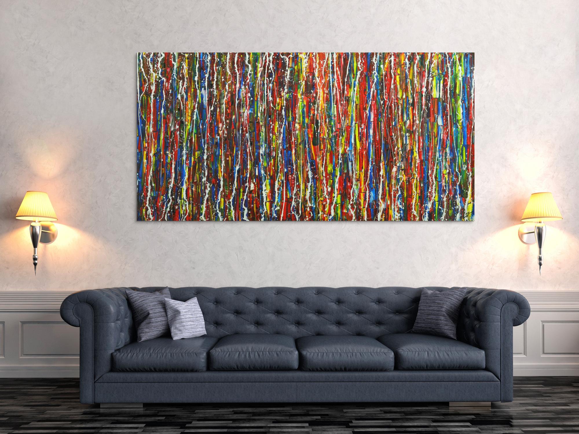 Abstraktes Acrylbild auf Leinwand Spachteltechnik Action Painting Monder Art