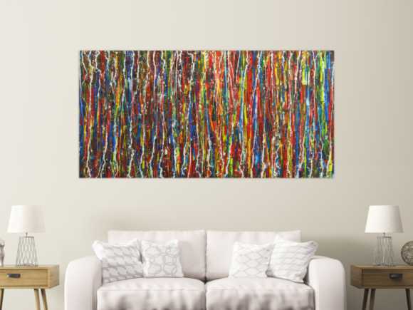 Abstraktes Acrylbild auf Leinwand Spachteltechnik Action Painting Monder Art