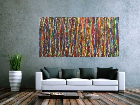 Abstraktes Acrylbild auf Leinwand Spachteltechnik Action Painting Monder Art