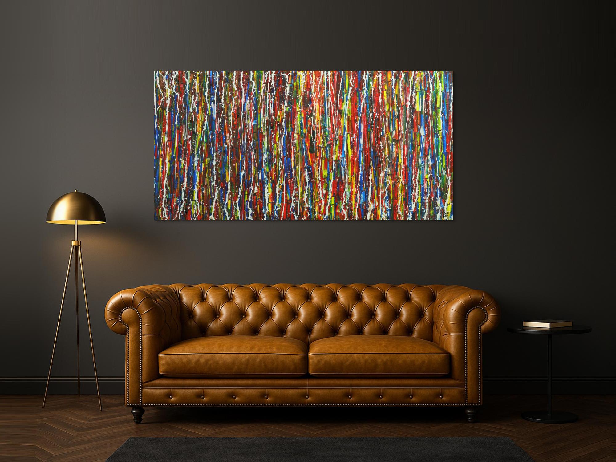 Abstraktes Acrylbild auf Leinwand Spachteltechnik Action Painting Monder Art