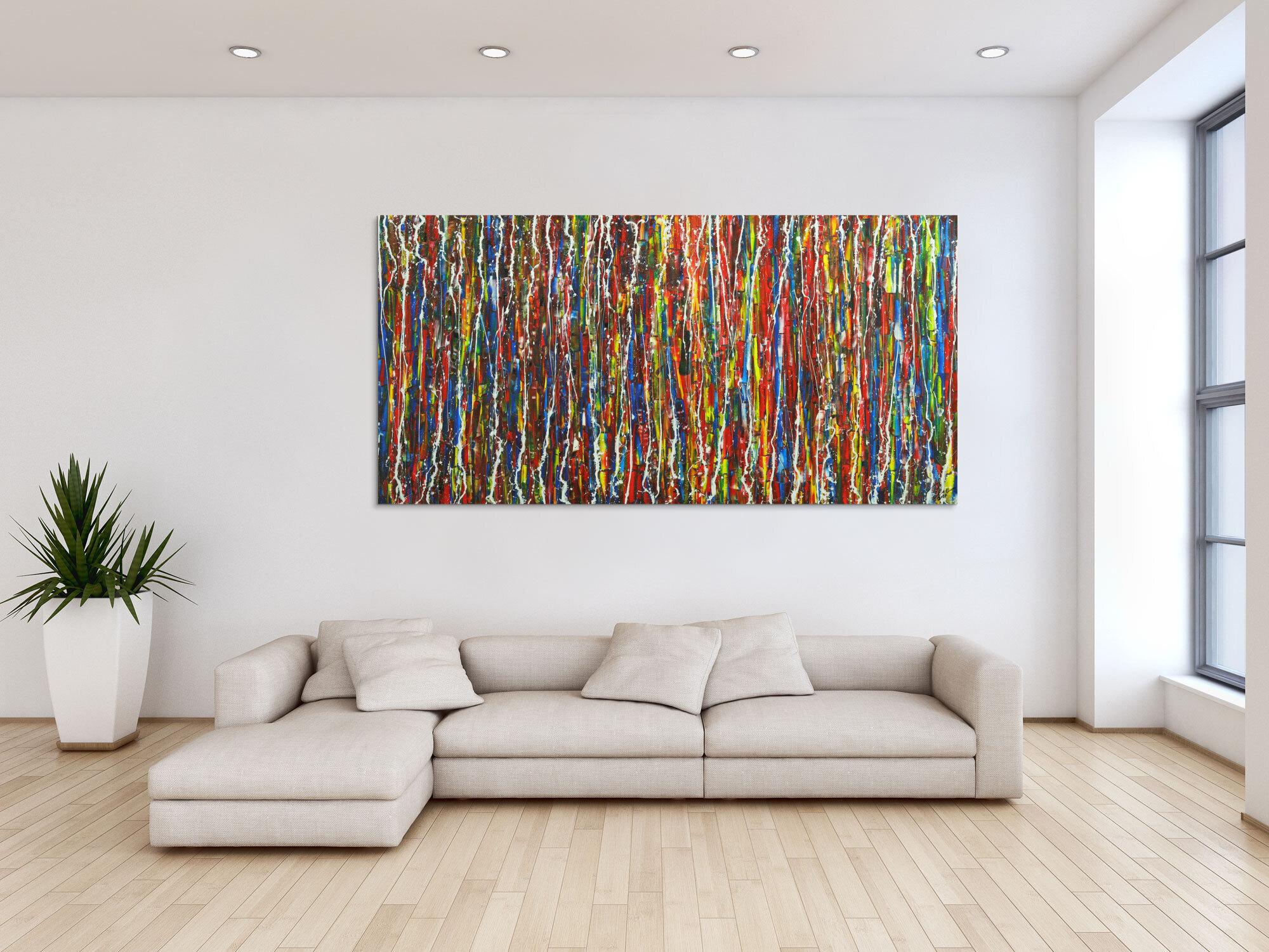 Abstraktes Acrylbild auf Leinwand Spachteltechnik Action Painting Monder Art