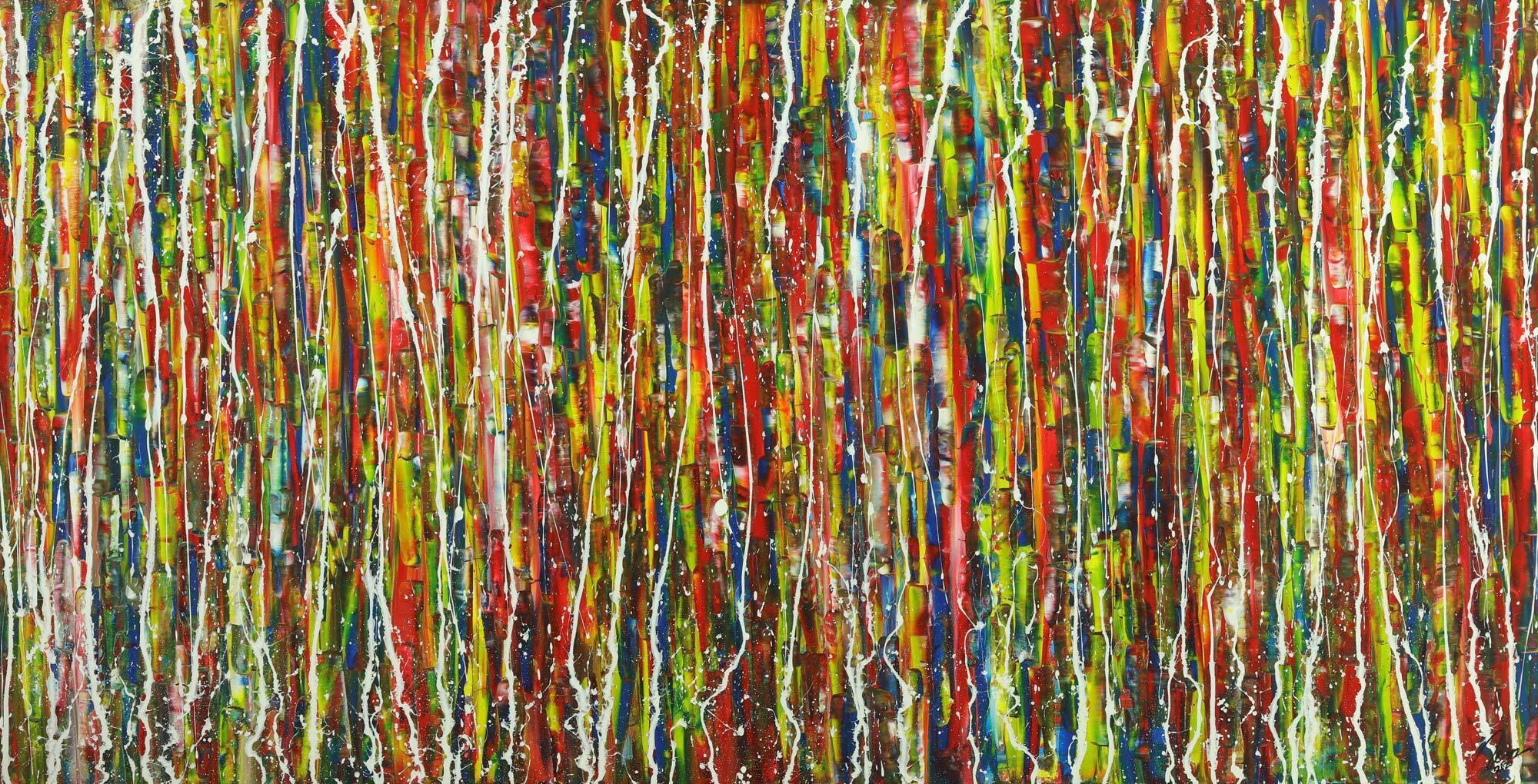 Abstraktes Gemälde sehr bunt auf Leinwand handgemalt Modern Art