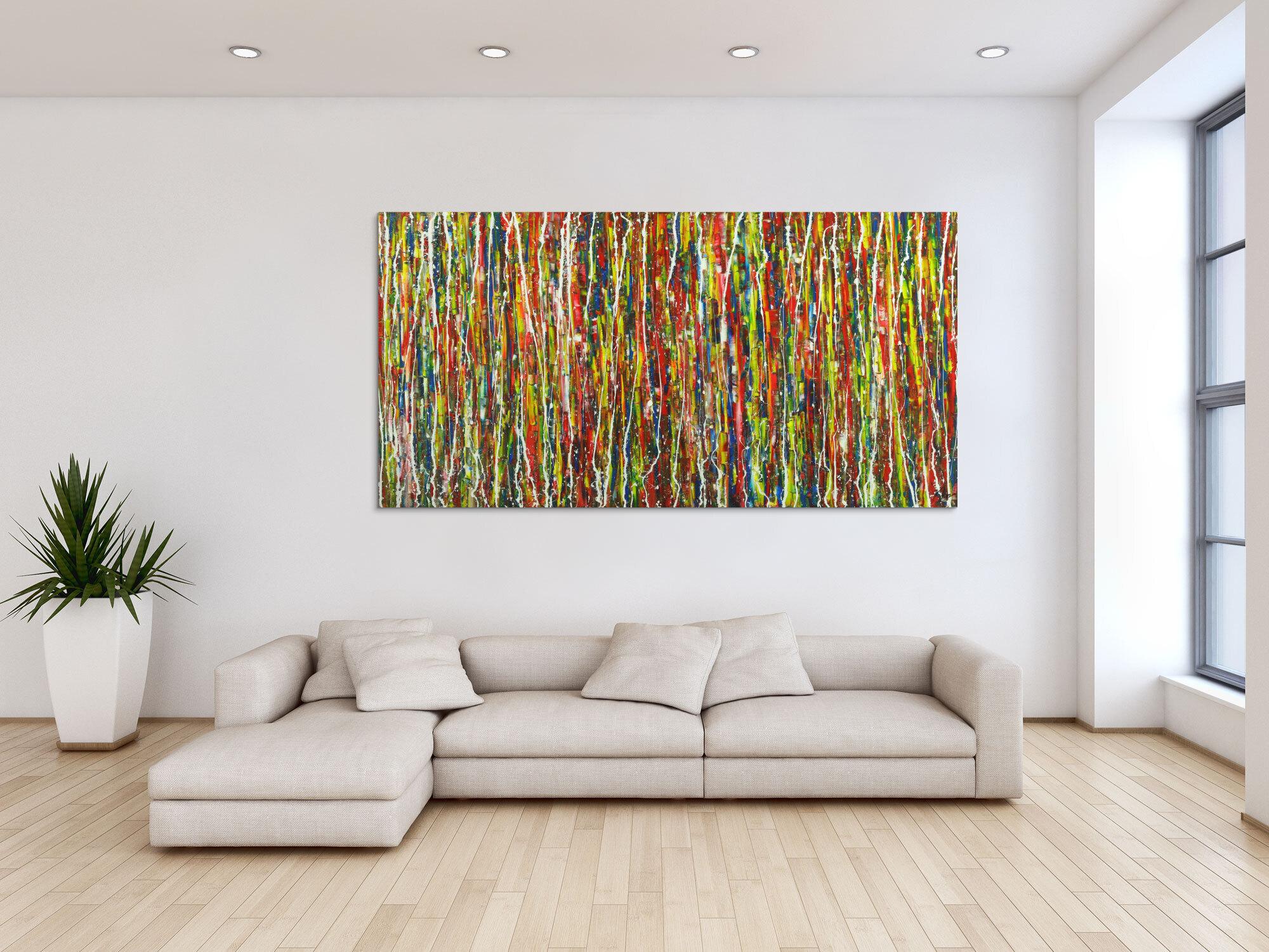 Abstraktes Gemälde sehr bunt auf Leinwand handgemalt Modern Art