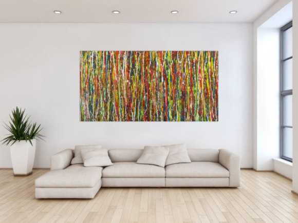 Abstraktes Gemälde sehr bunt auf Leinwand handgemalt Modern Art