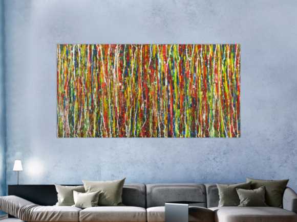 Abstraktes Gemälde sehr bunt auf Leinwand handgemalt Modern Art