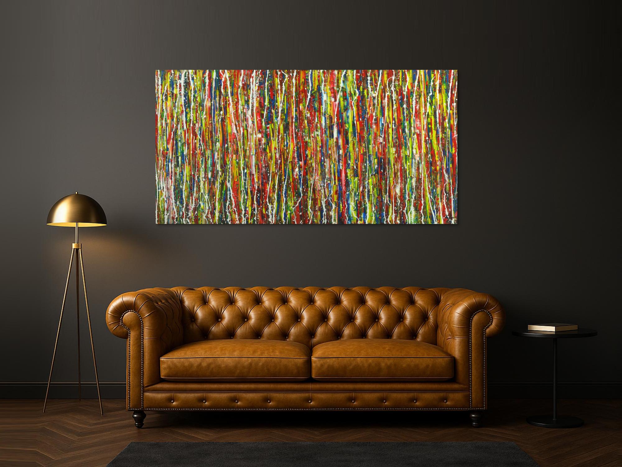 Abstraktes Gemälde sehr bunt auf Leinwand handgemalt Modern Art