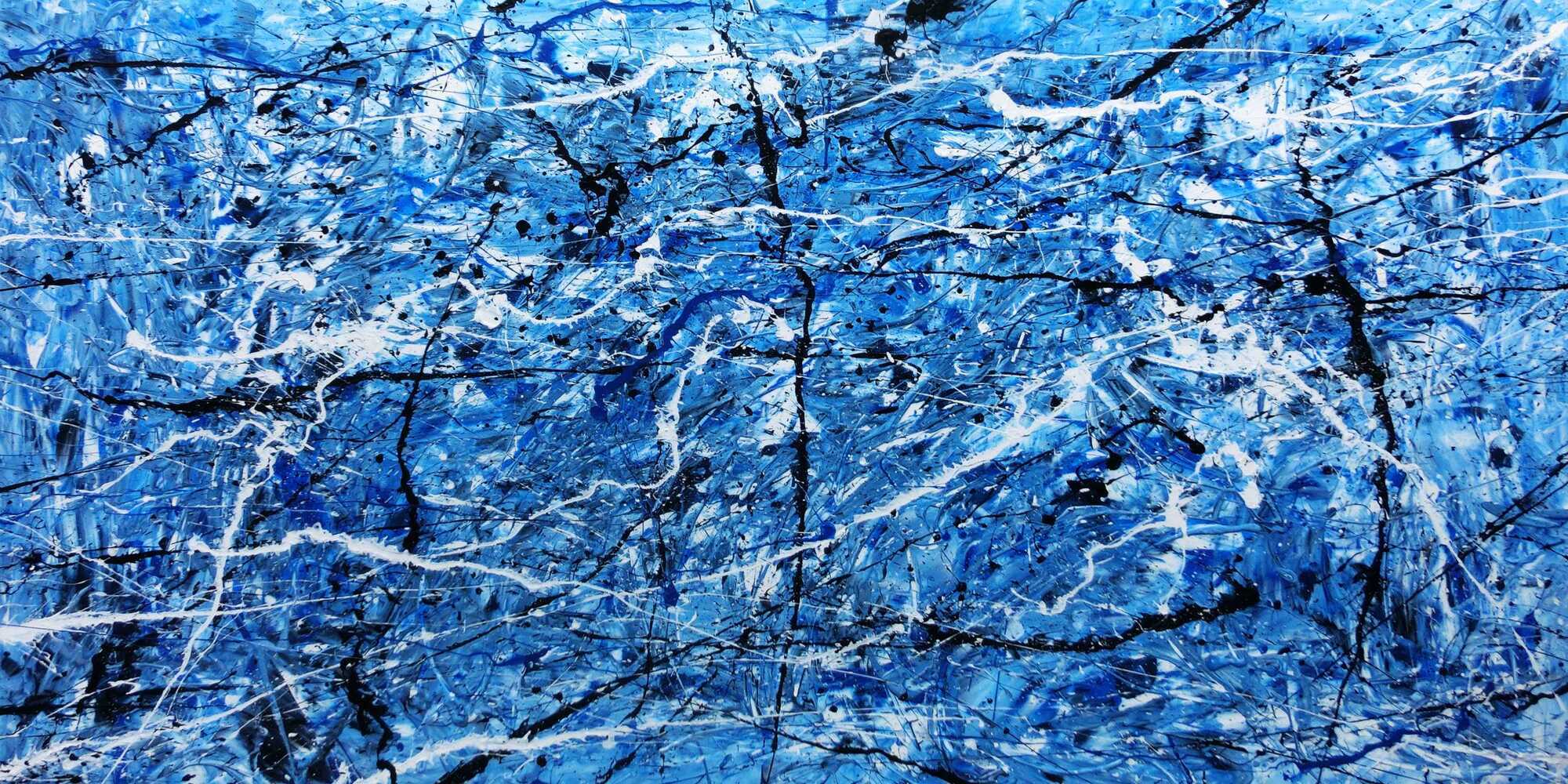 Abtraktes XXL Acrylbild blau modern