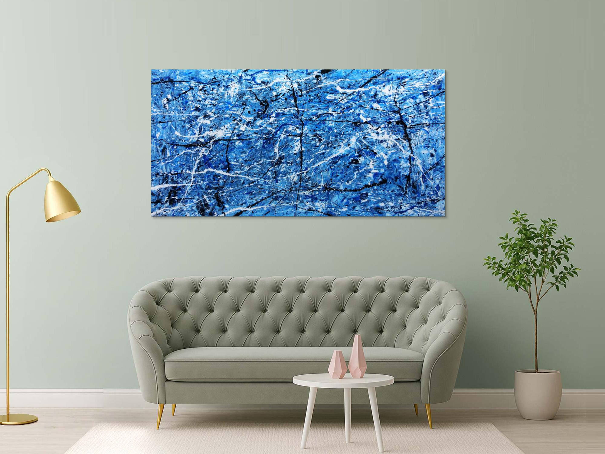 Abtraktes XXL Acrylbild blau modern