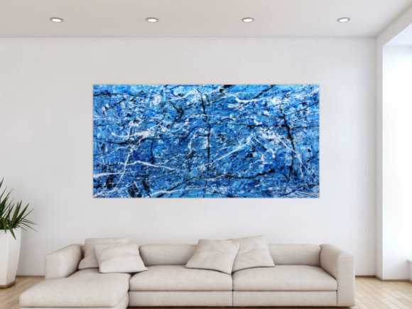 Abtraktes XXL Acrylbild blau modern