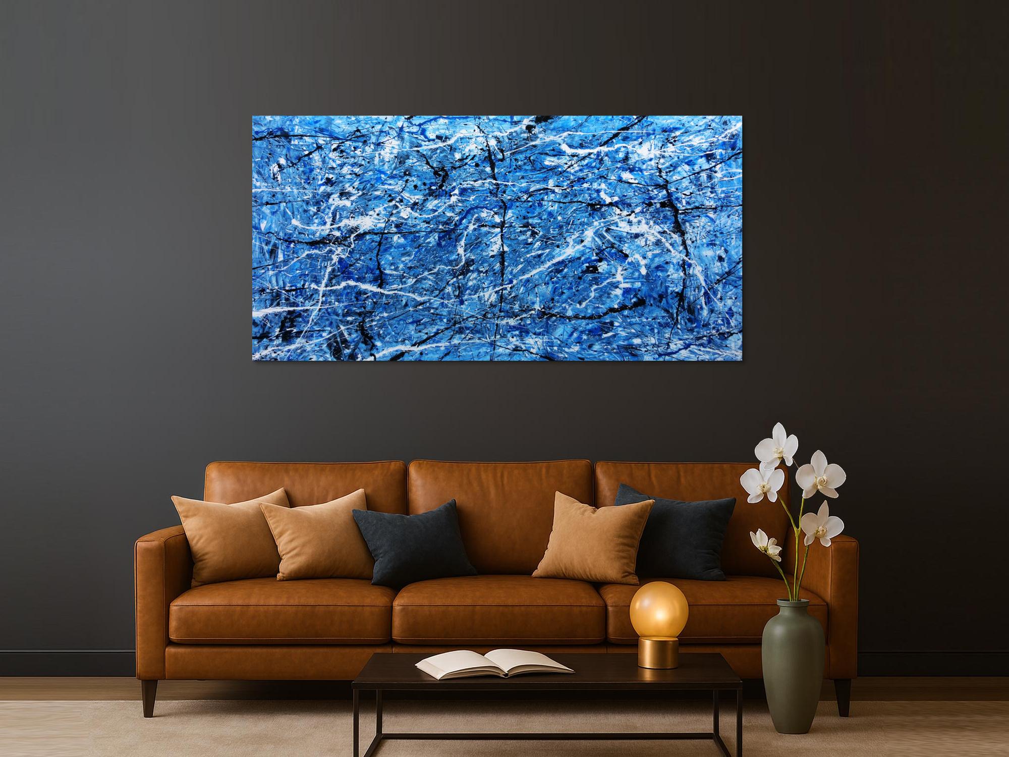 Abtraktes XXL Acrylbild blau modern