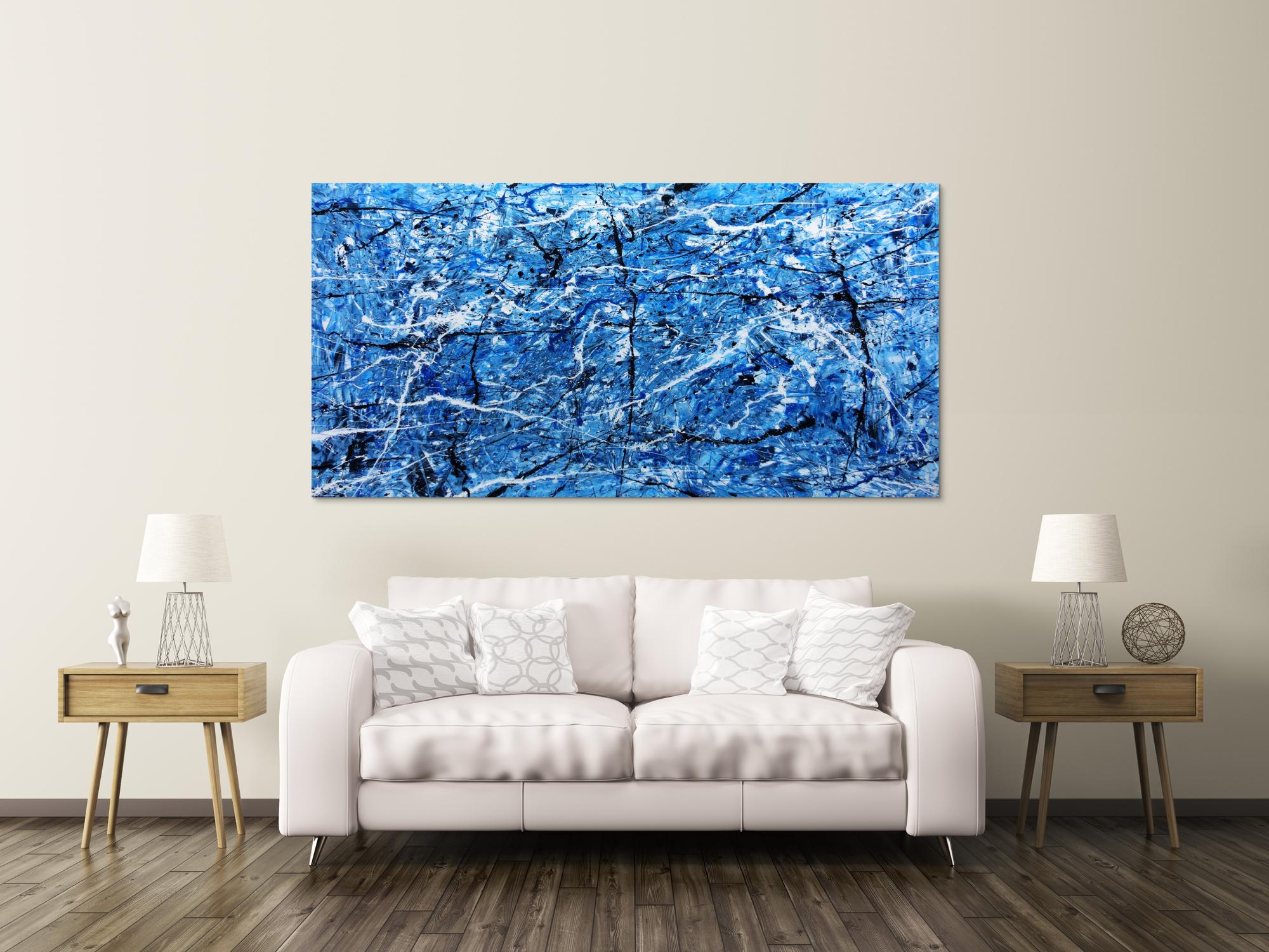 Abtraktes XXL Acrylbild blau modern
