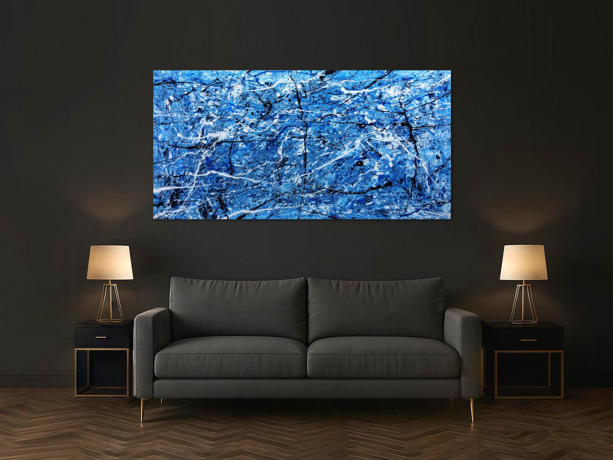 Abtraktes XXL Acrylbild blau modern
