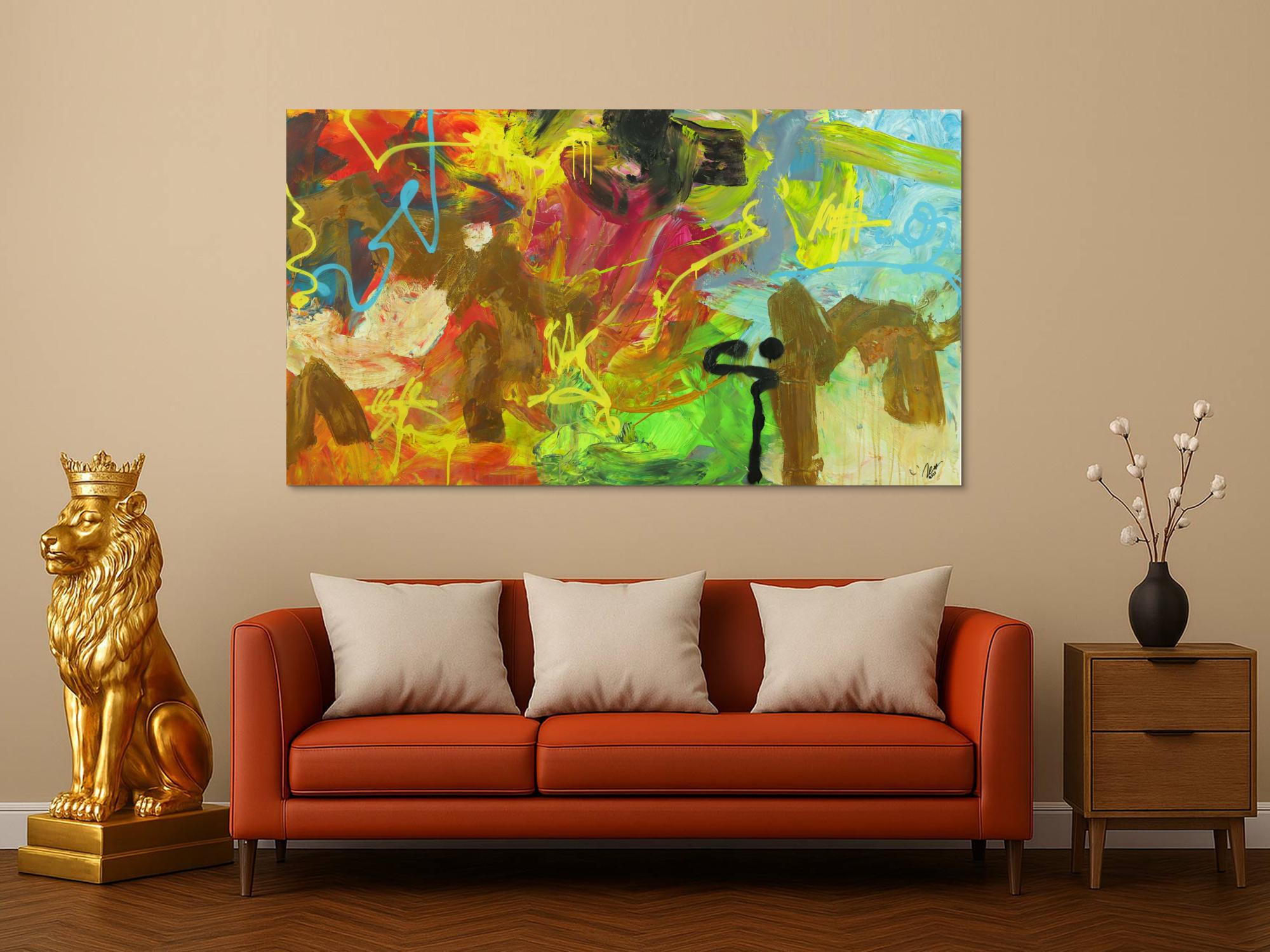 Abstraktes Gemälde Mischtechnik Acryl Rost sehr bunt Modern Art auf Leinwand