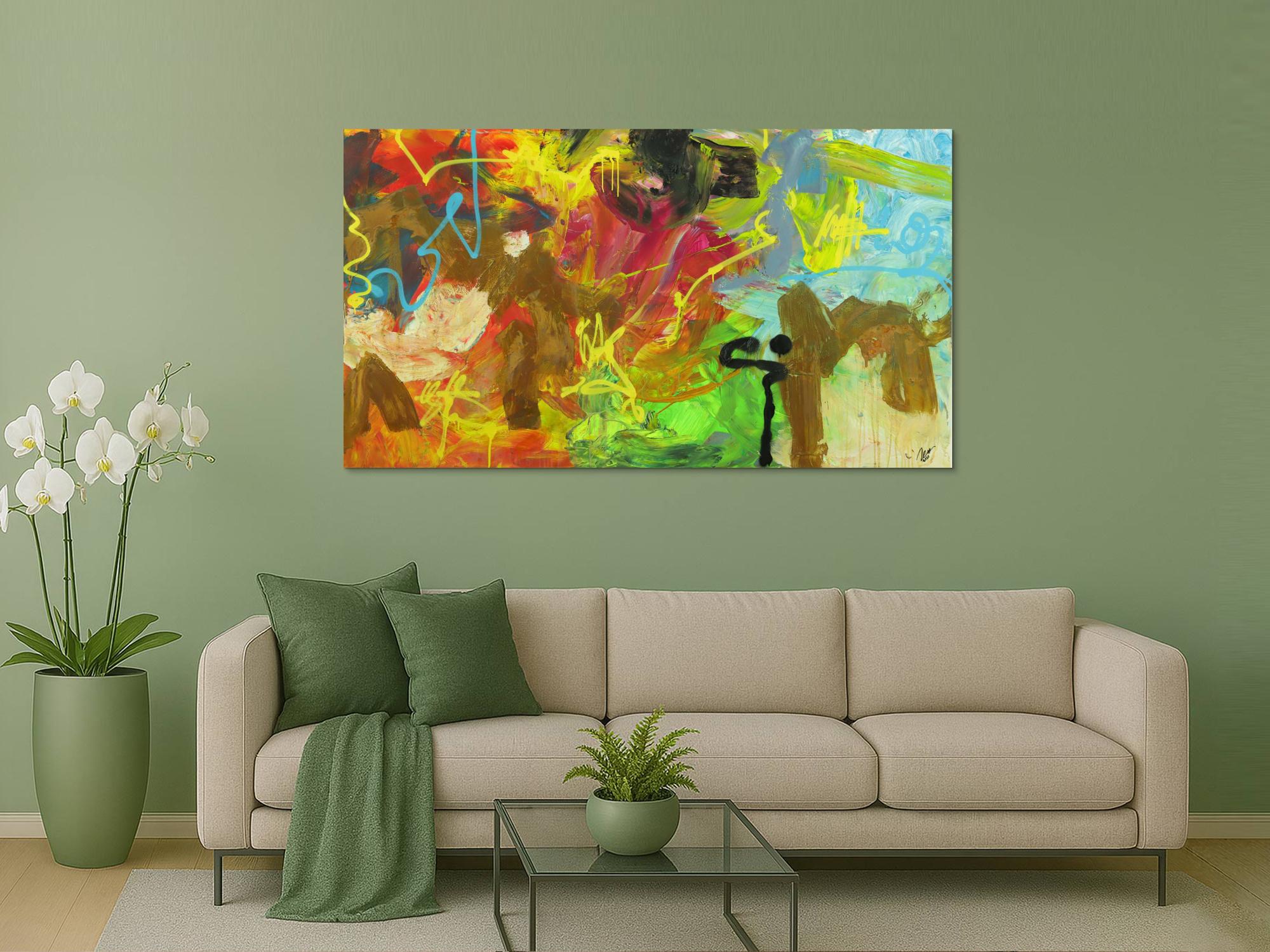 Abstraktes Gemälde Mischtechnik Acryl Rost sehr bunt Modern Art auf Leinwand