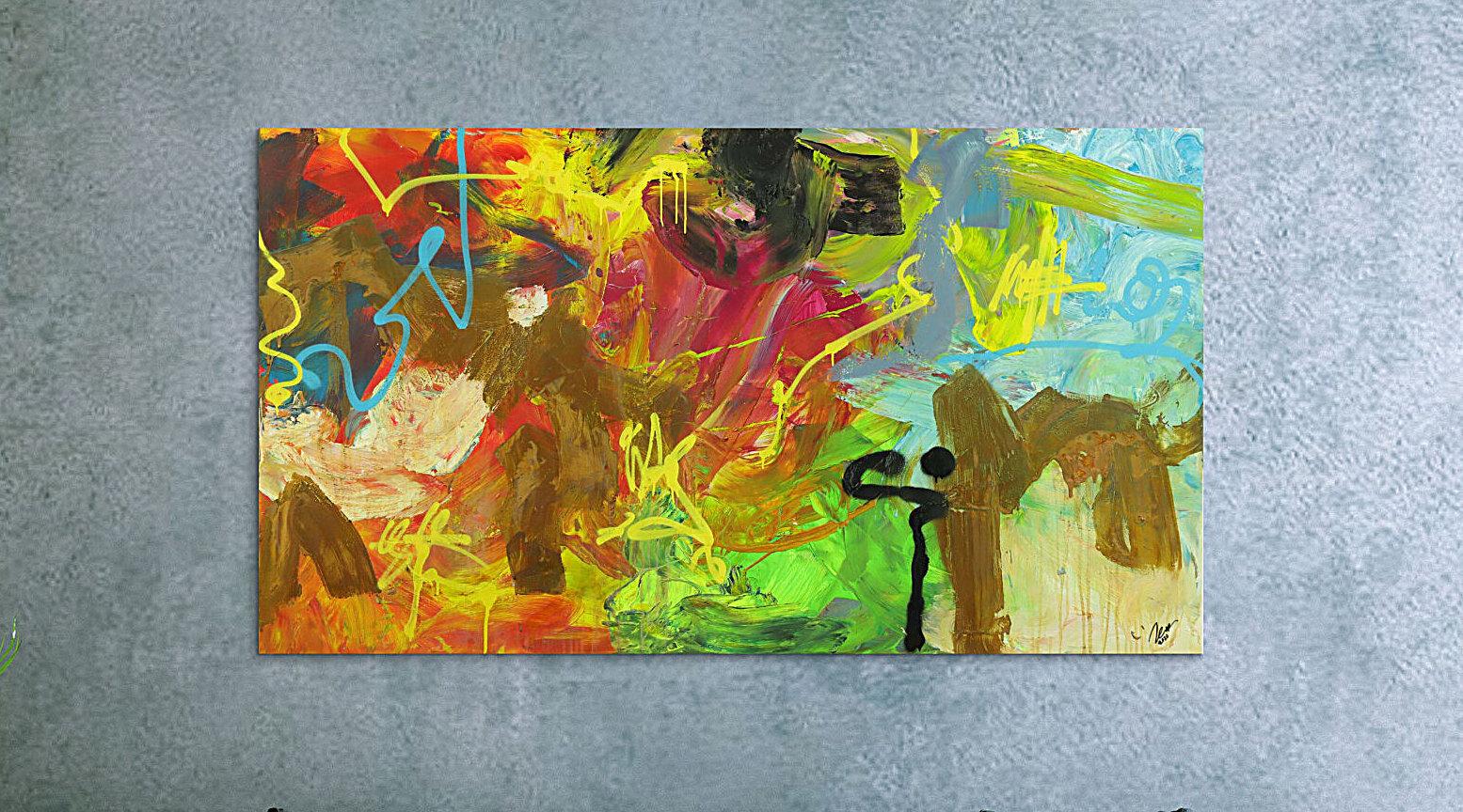 Abstraktes Gemälde Mischtechnik Acryl Rost sehr bunt Modern Art auf Leinwand