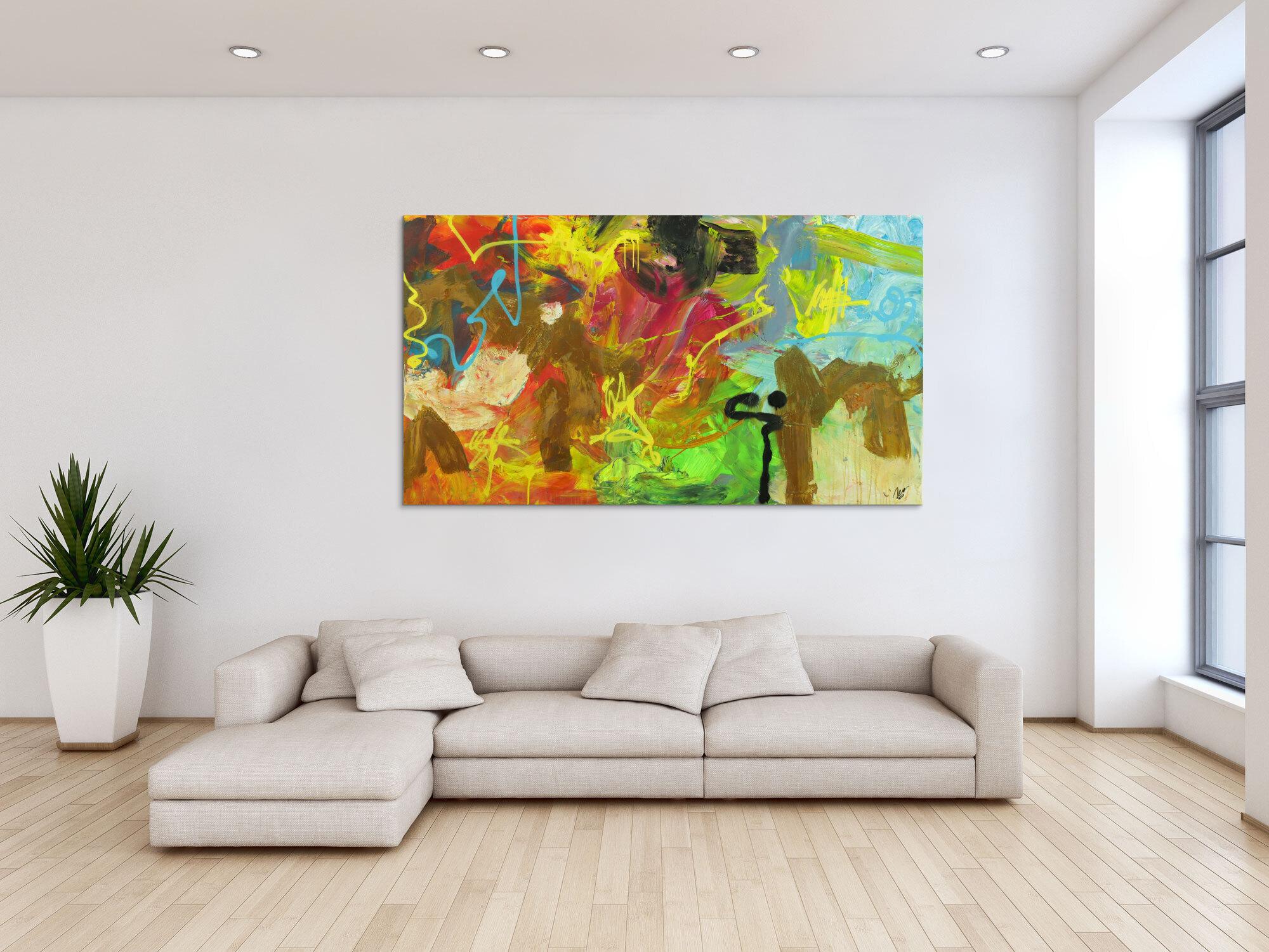 Abstraktes Gemälde Mischtechnik Acryl Rost sehr bunt Modern Art auf Leinwand