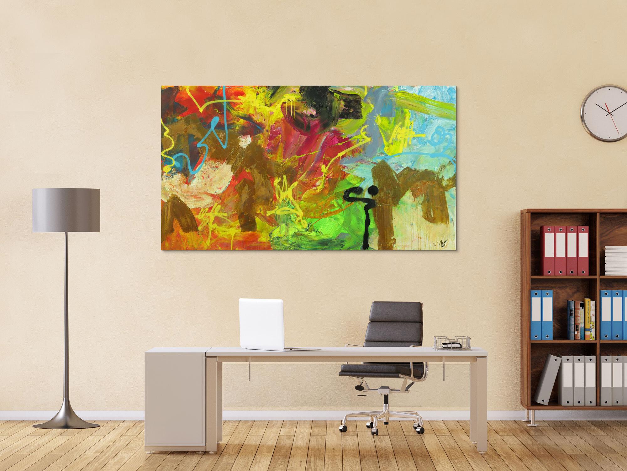 Abstraktes Gemälde Mischtechnik Acryl Rost sehr bunt Modern Art auf Leinwand