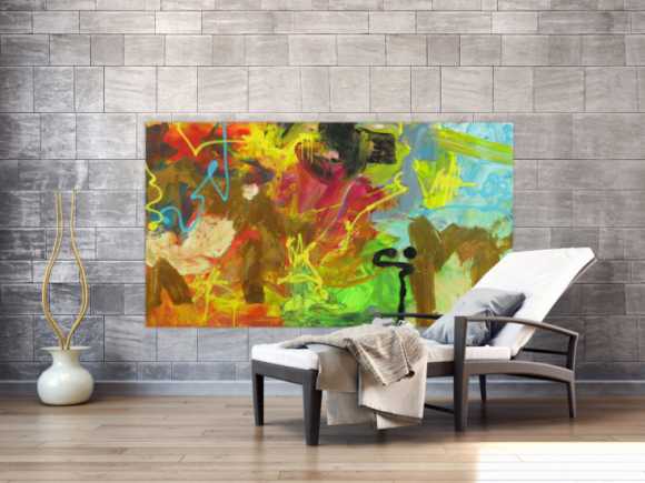 Abstraktes Gemälde Mischtechnik Acryl Rost sehr bunt Modern Art auf Leinwand