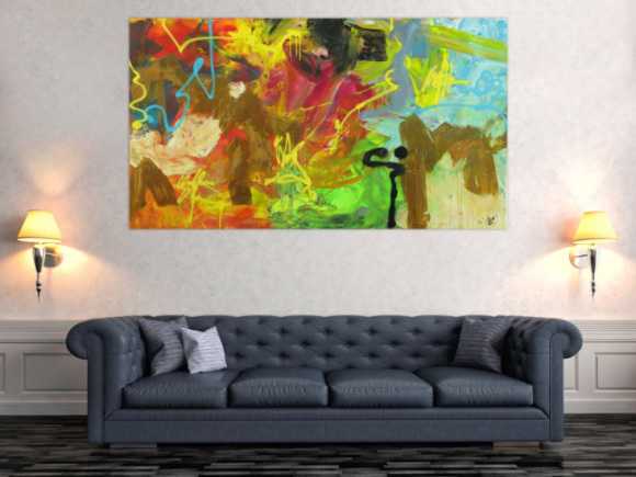 Abstraktes Gemälde Mischtechnik Acryl Rost sehr bunt Modern Art auf Leinwand