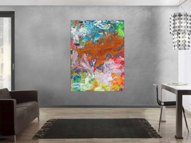 #1691 Abstraktes Gemälde Mischtechnik Acryl und Rostfarbe auf Leinwand ... 160x120cm von Alex Zerr
