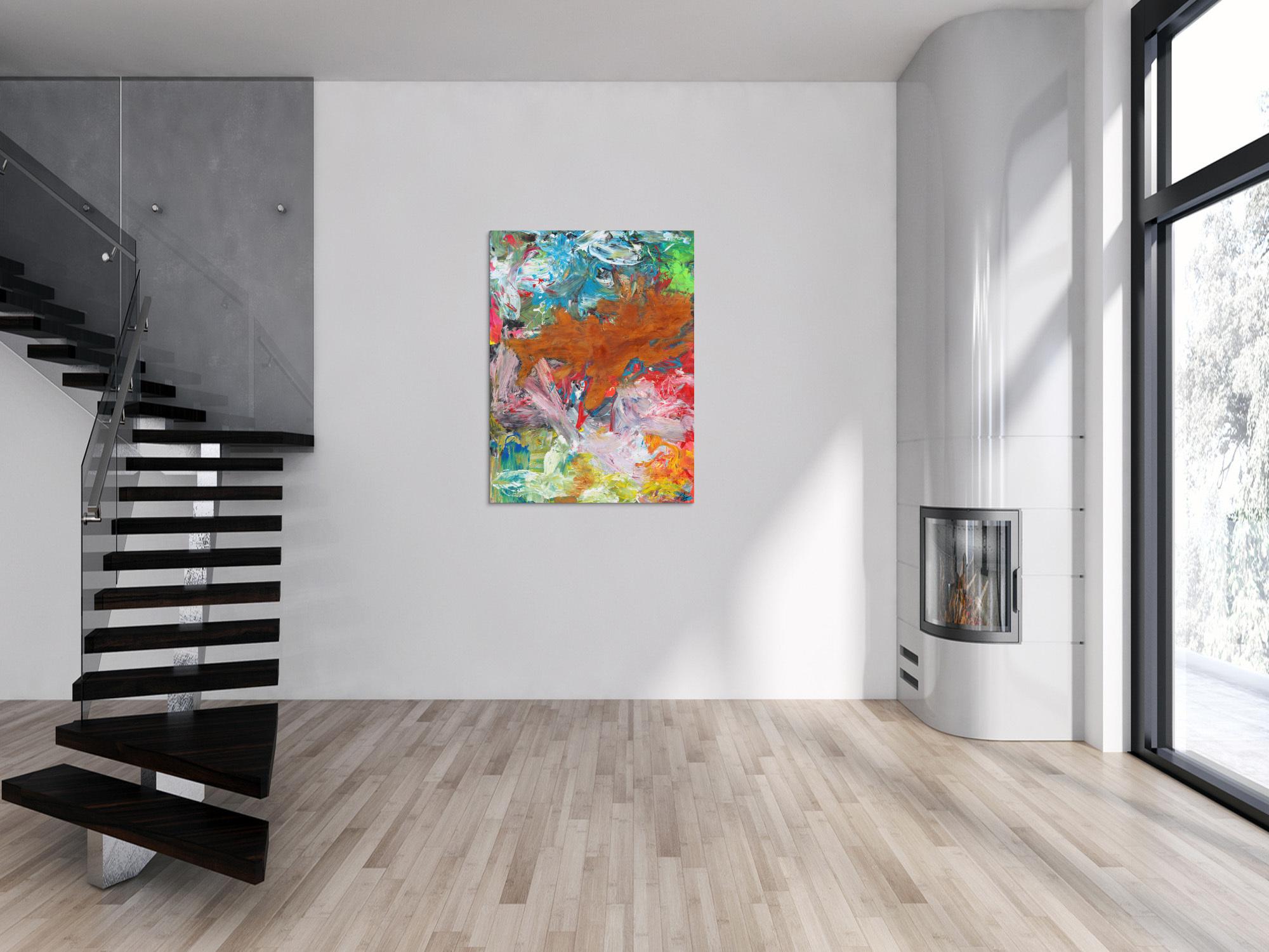 Abstraktes Kunstwerk in Rot und Orange
