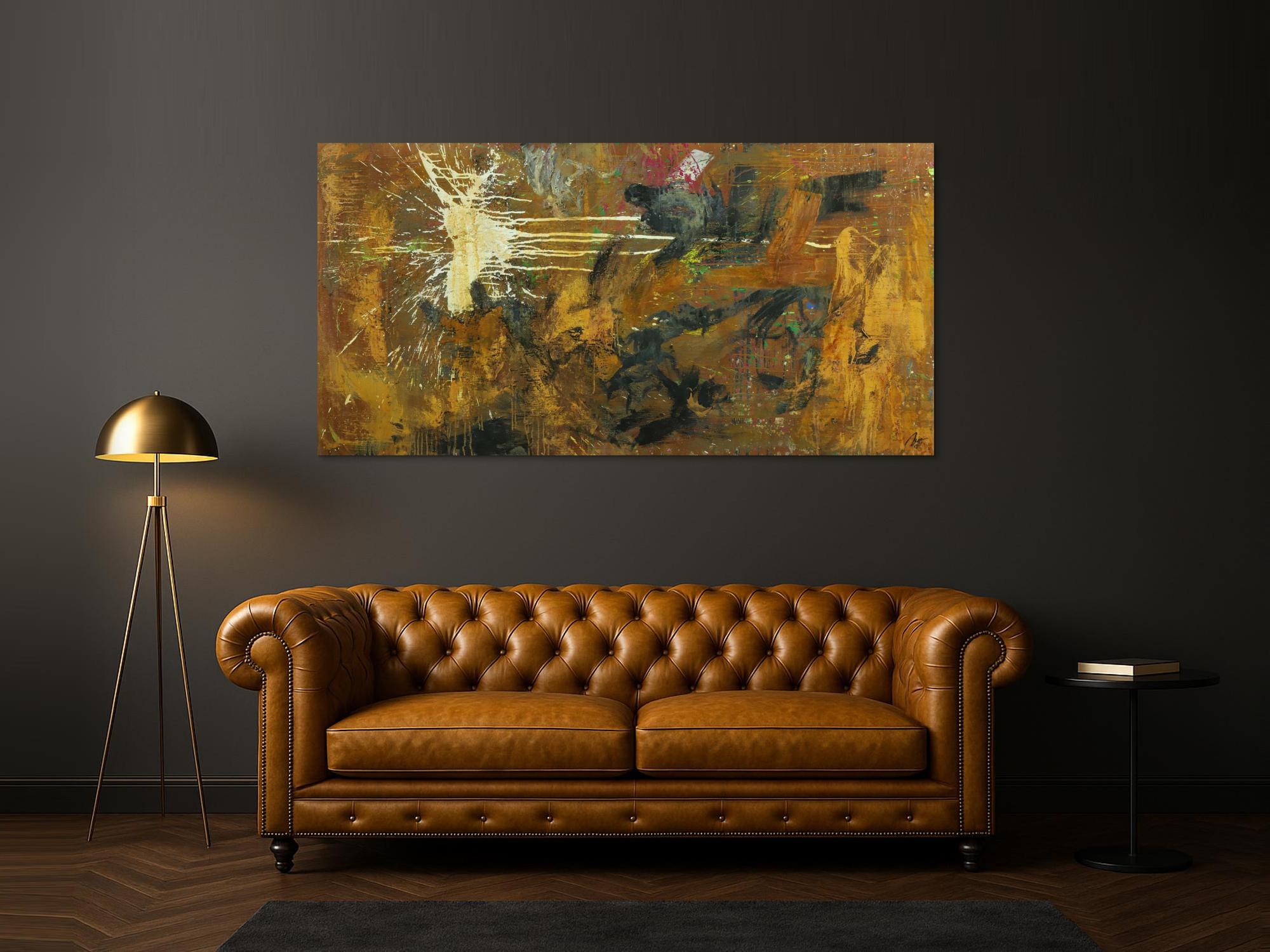 Abstraktes Gemälde aus Rost Mischtechnik grobe Struktur Modern Art