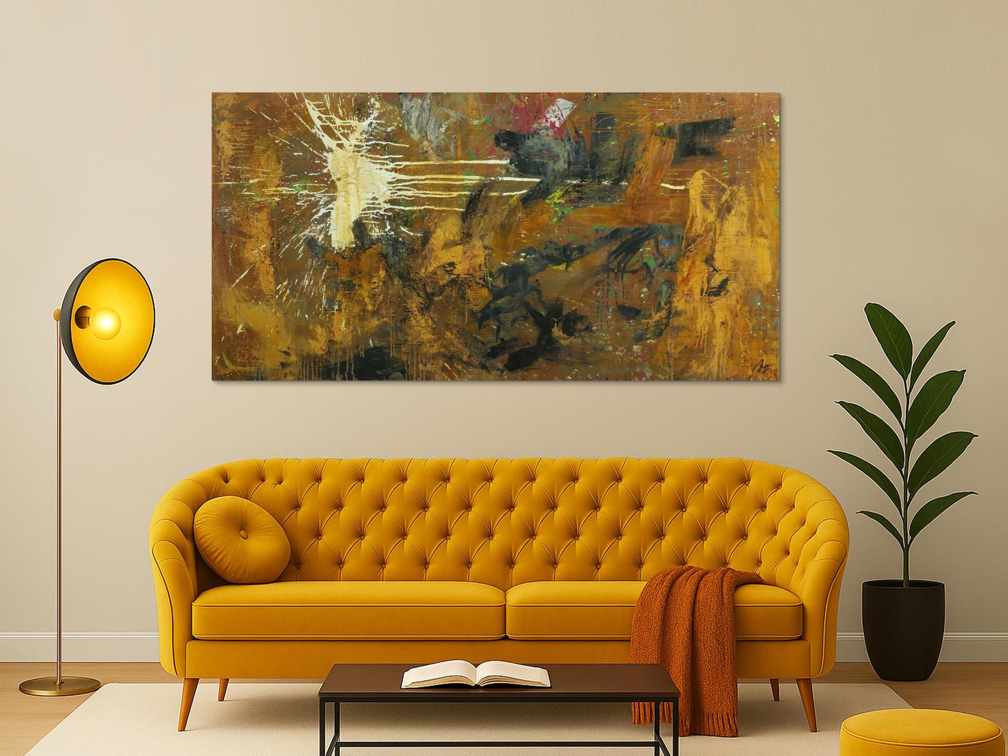 Abstraktes Gemälde aus Rost Mischtechnik grobe Struktur Modern Art