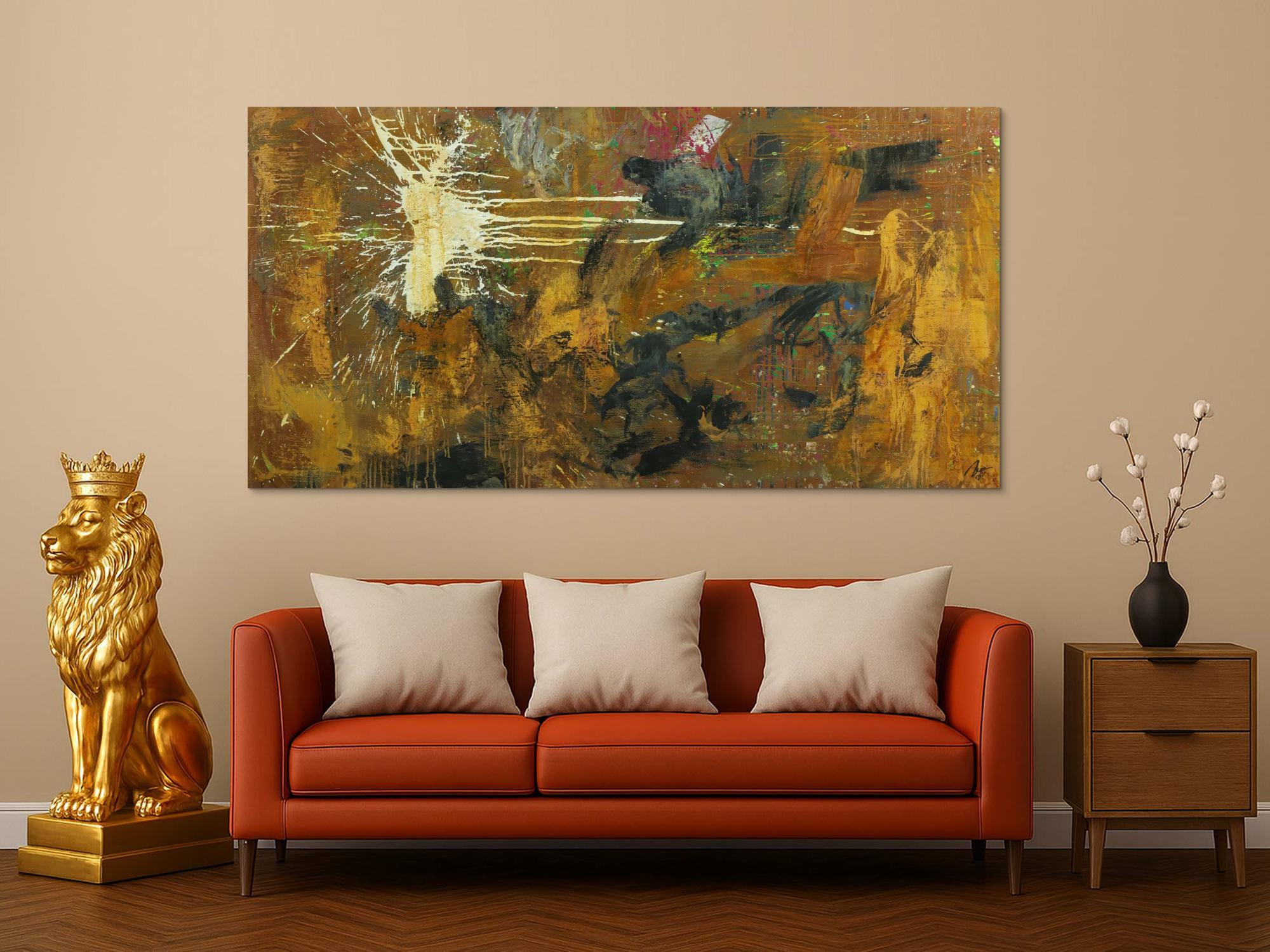 Abstraktes Gemälde aus Rost Mischtechnik grobe Struktur Modern Art