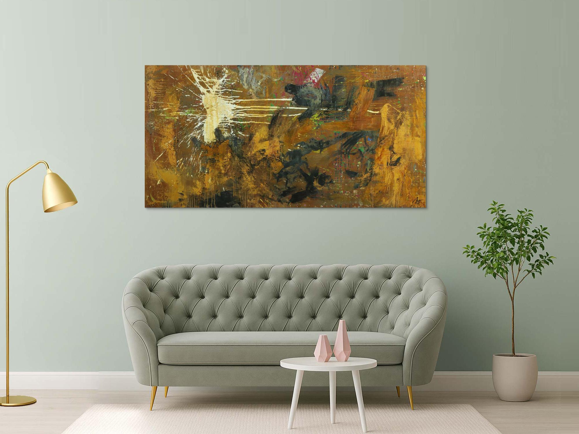 Abstraktes Gemälde aus Rost Mischtechnik grobe Struktur Modern Art