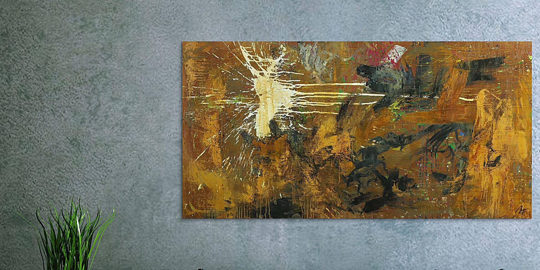 Abstraktes Gemälde aus Rost Mischtechnik grobe Struktur Modern Art