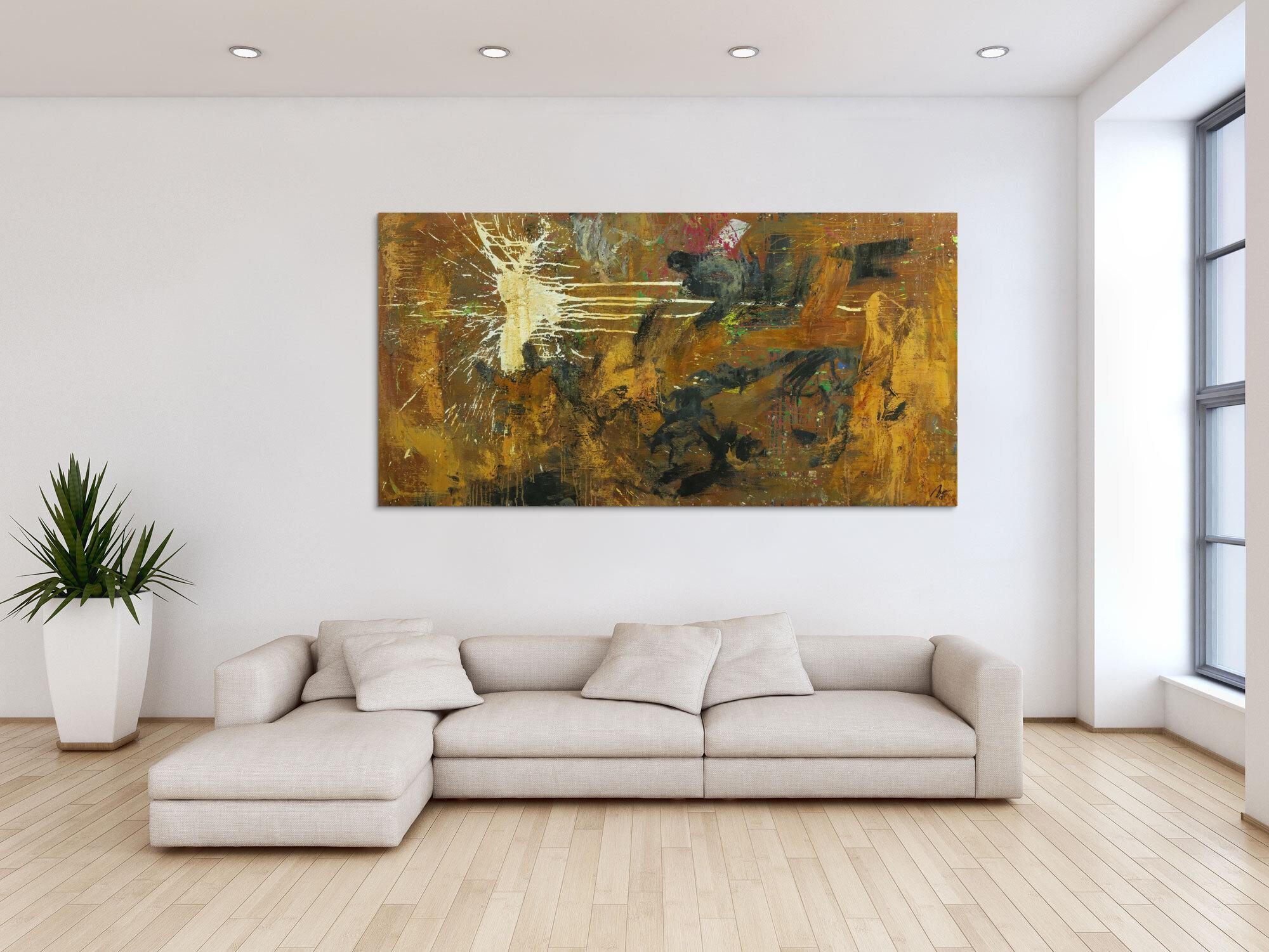 Abstraktes Gemälde aus Rost Mischtechnik grobe Struktur Modern Art