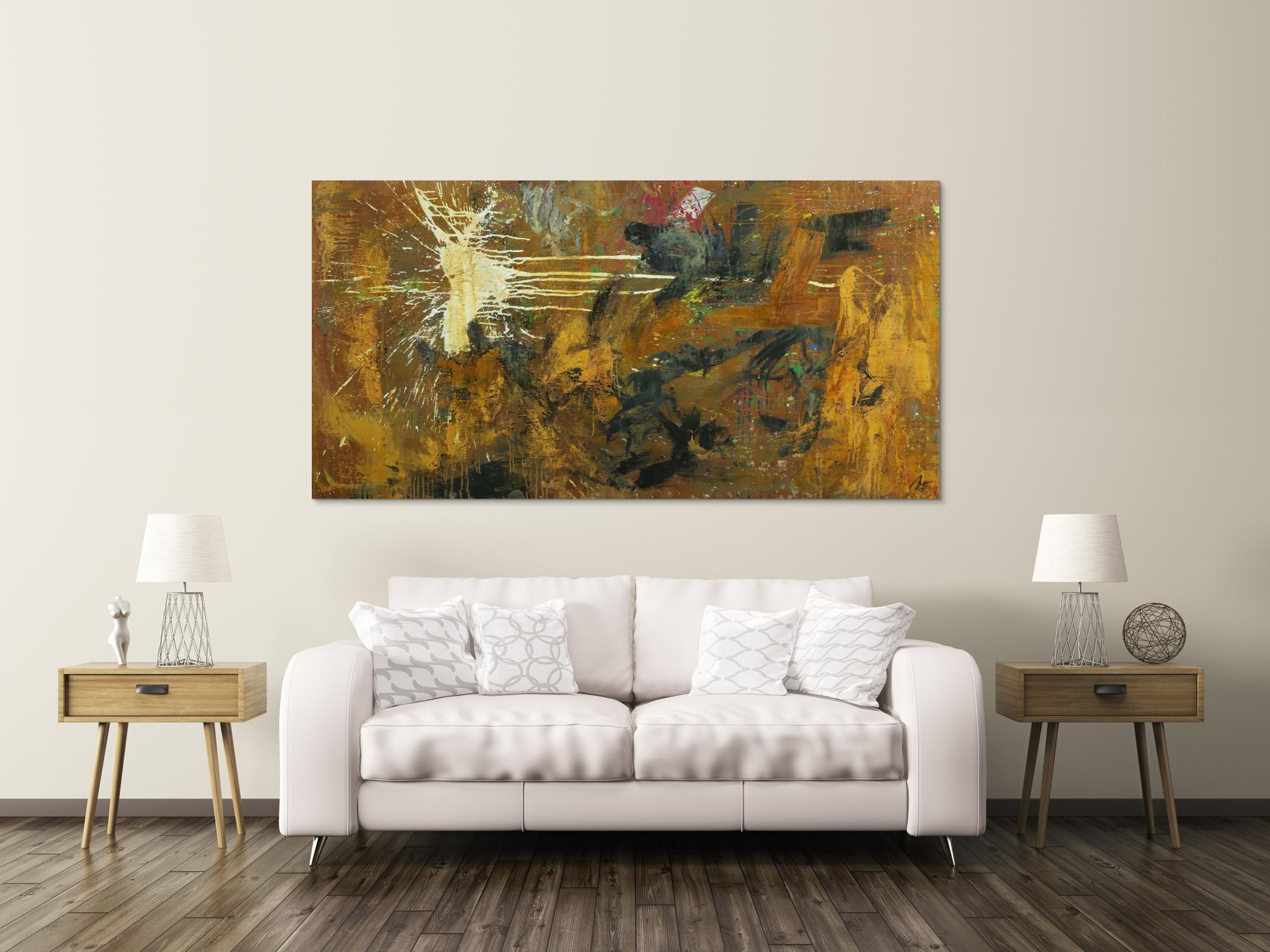 Abstraktes Gemälde aus Rost Mischtechnik grobe Struktur Modern Art