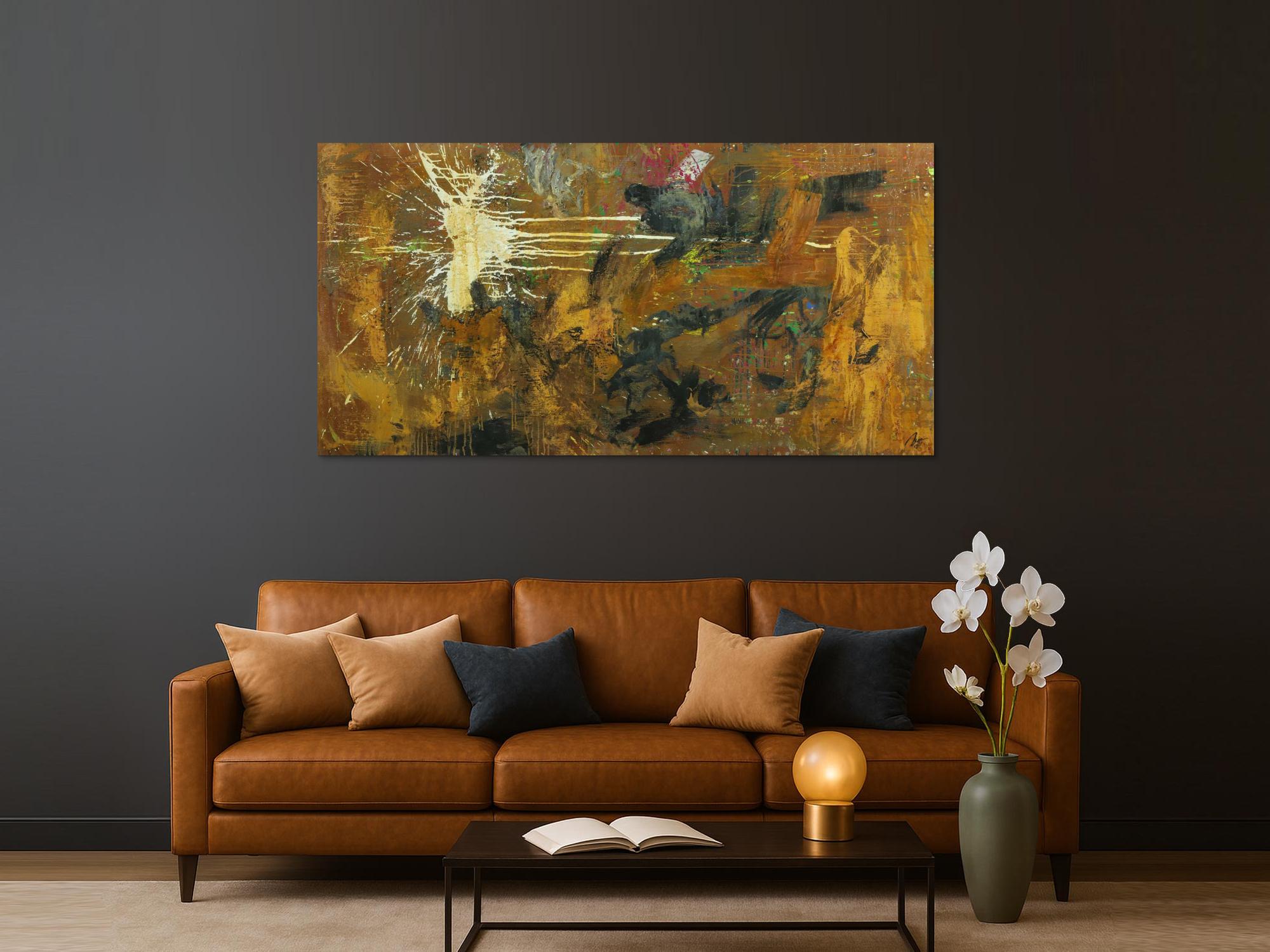 Abstraktes Gemälde aus Rost Mischtechnik grobe Struktur Modern Art