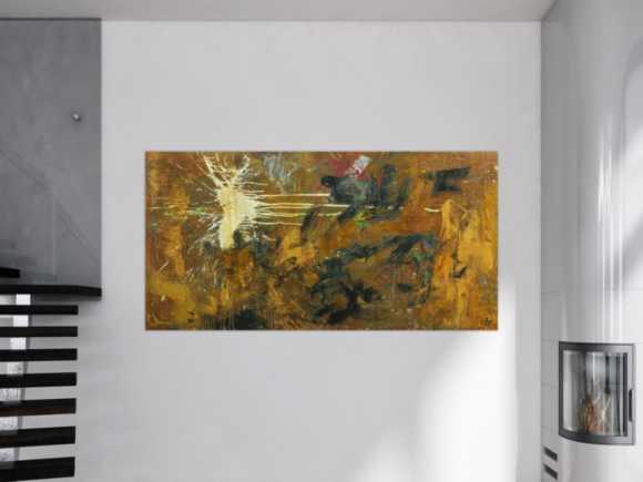 Abstraktes Gemälde aus Rost Mischtechnik grobe Struktur Modern Art