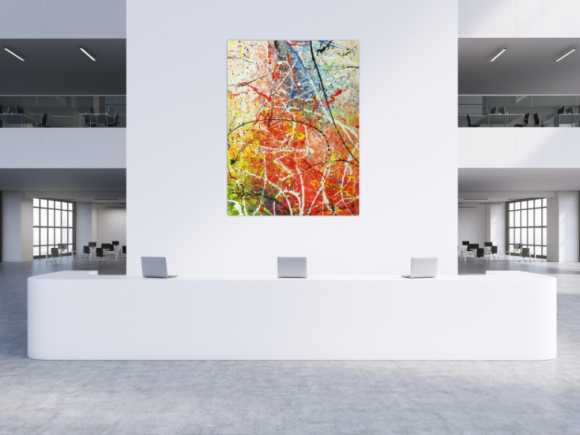 Abstraktes Acrylbild auf Leinwand Action Painting Hochformat Modern Art