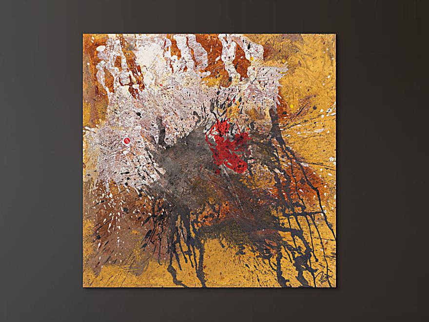 Abstraktes Original Gemälde 110x110cm Aus echtem Rost expressionistisch handgefertigt Action Painting schwarz braun beige einzigartig