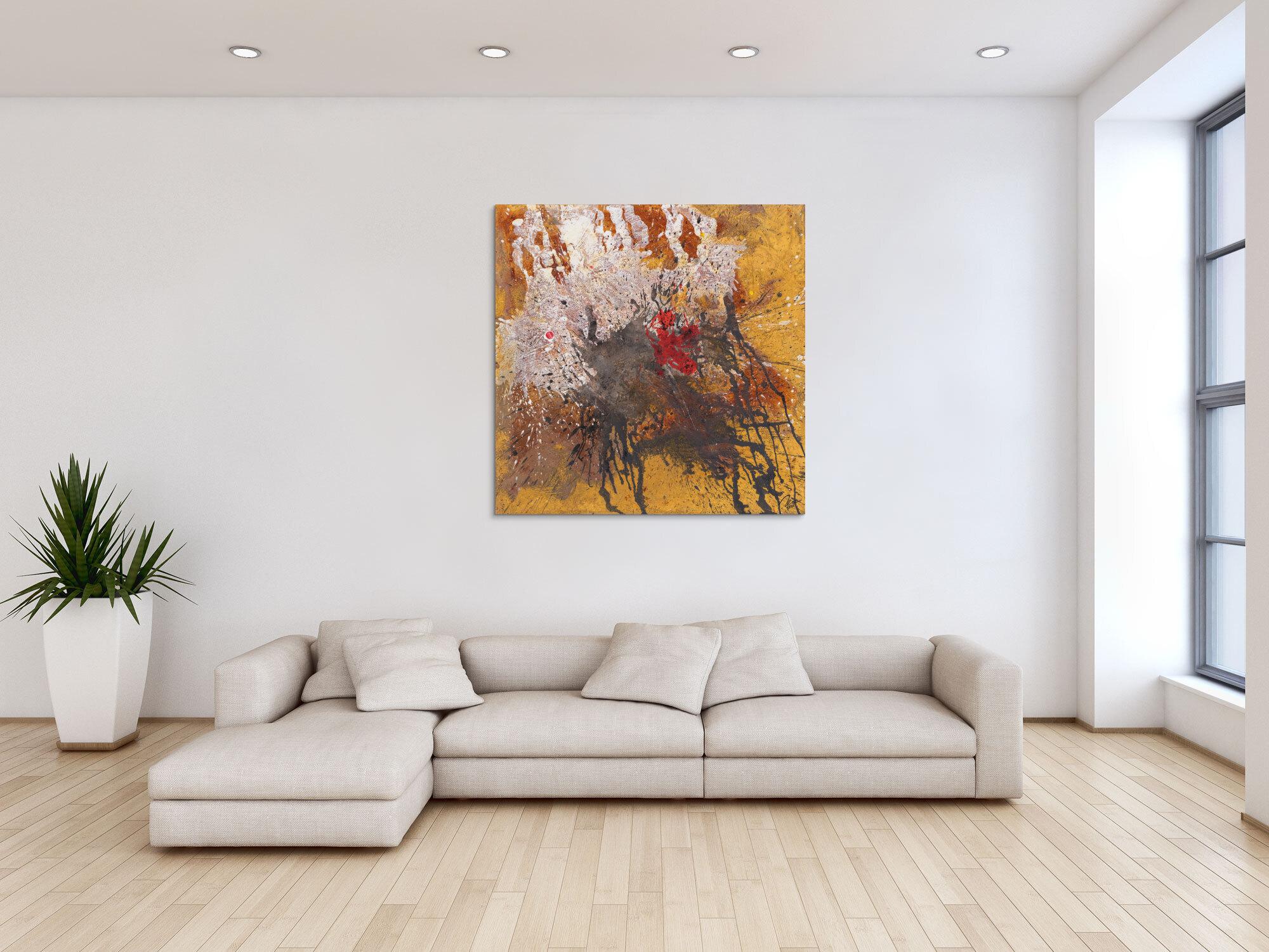 Abstraktes Original Gemälde 110x110cm Aus echtem Rost expressionistisch handgefertigt Action Painting schwarz braun beige einzigartig