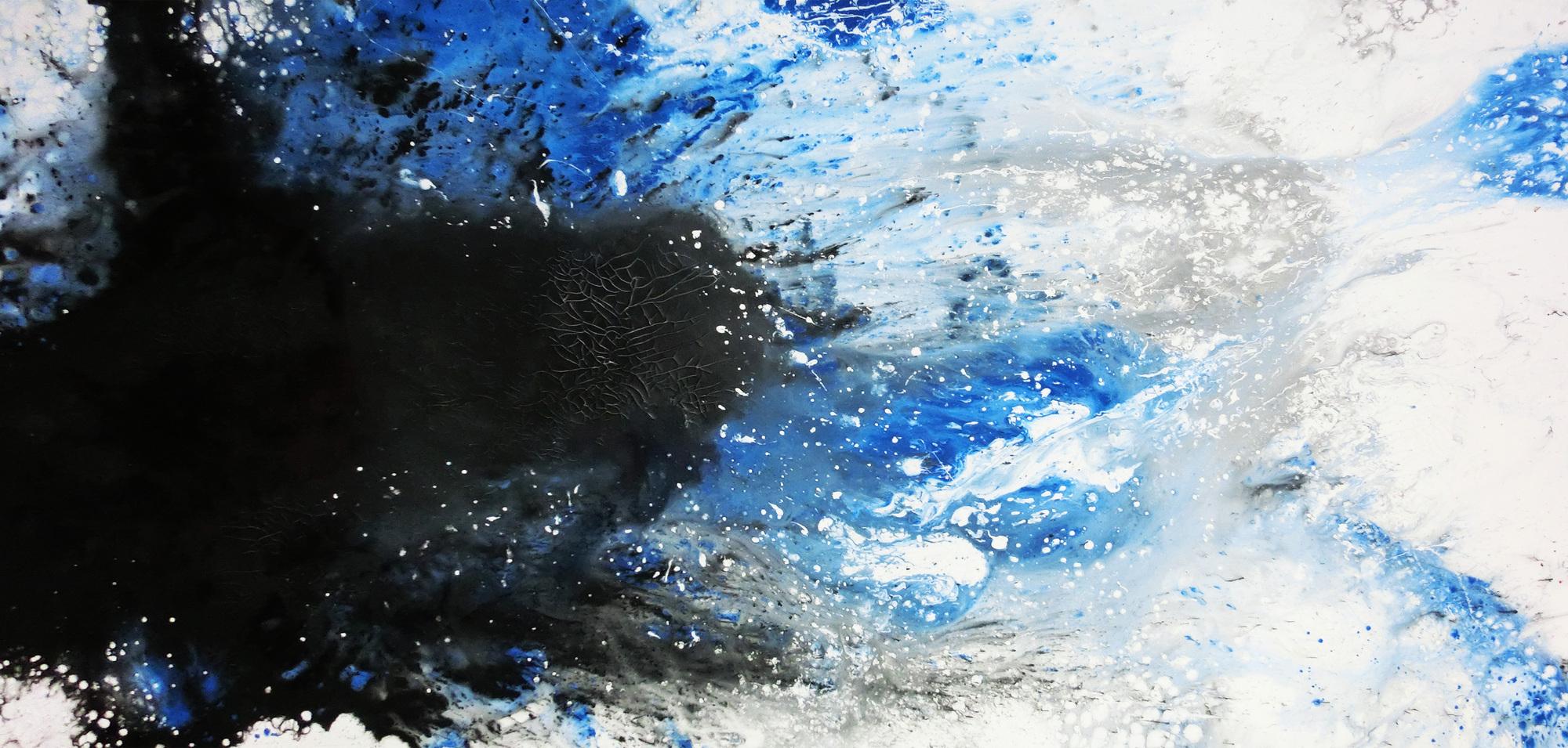 Modernes Acrylbild abstrakt weiß/blau