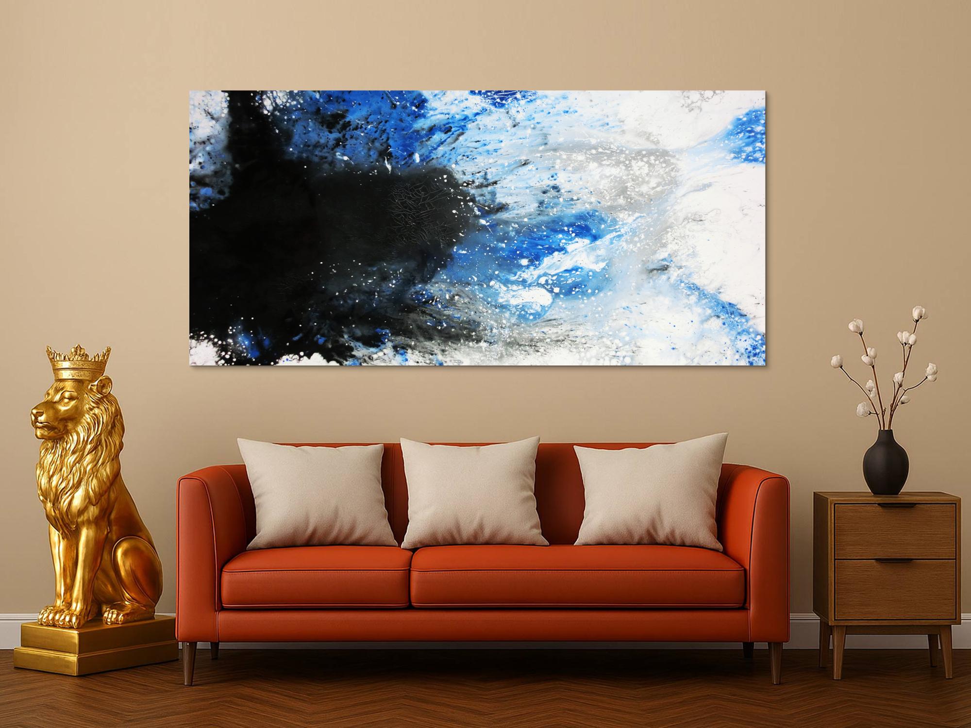 Modernes Acrylbild abstrakt weiß/blau