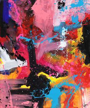 Abstraktes Gemälde Action Painting Modern Art Handgemalt auf Leinwand Hochformat