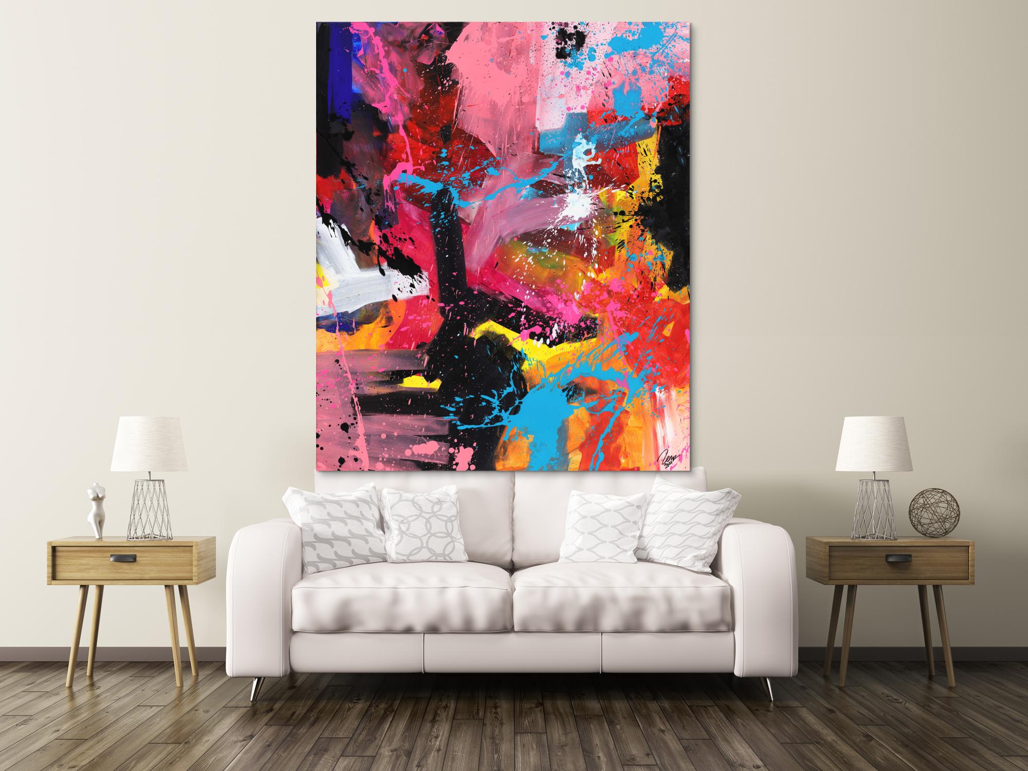 Abstraktes Gemälde Action Painting Modern Art Handgemalt auf Leinwand Hochformat