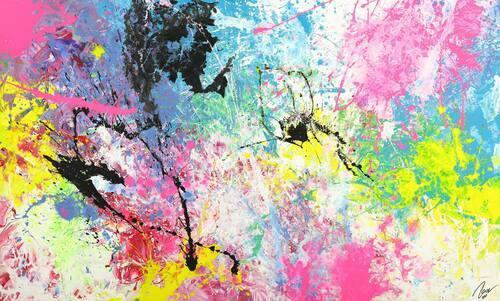 Abstraktes Gemälde Action Painting Modern Art Handgemalt bunt auf Leinwand