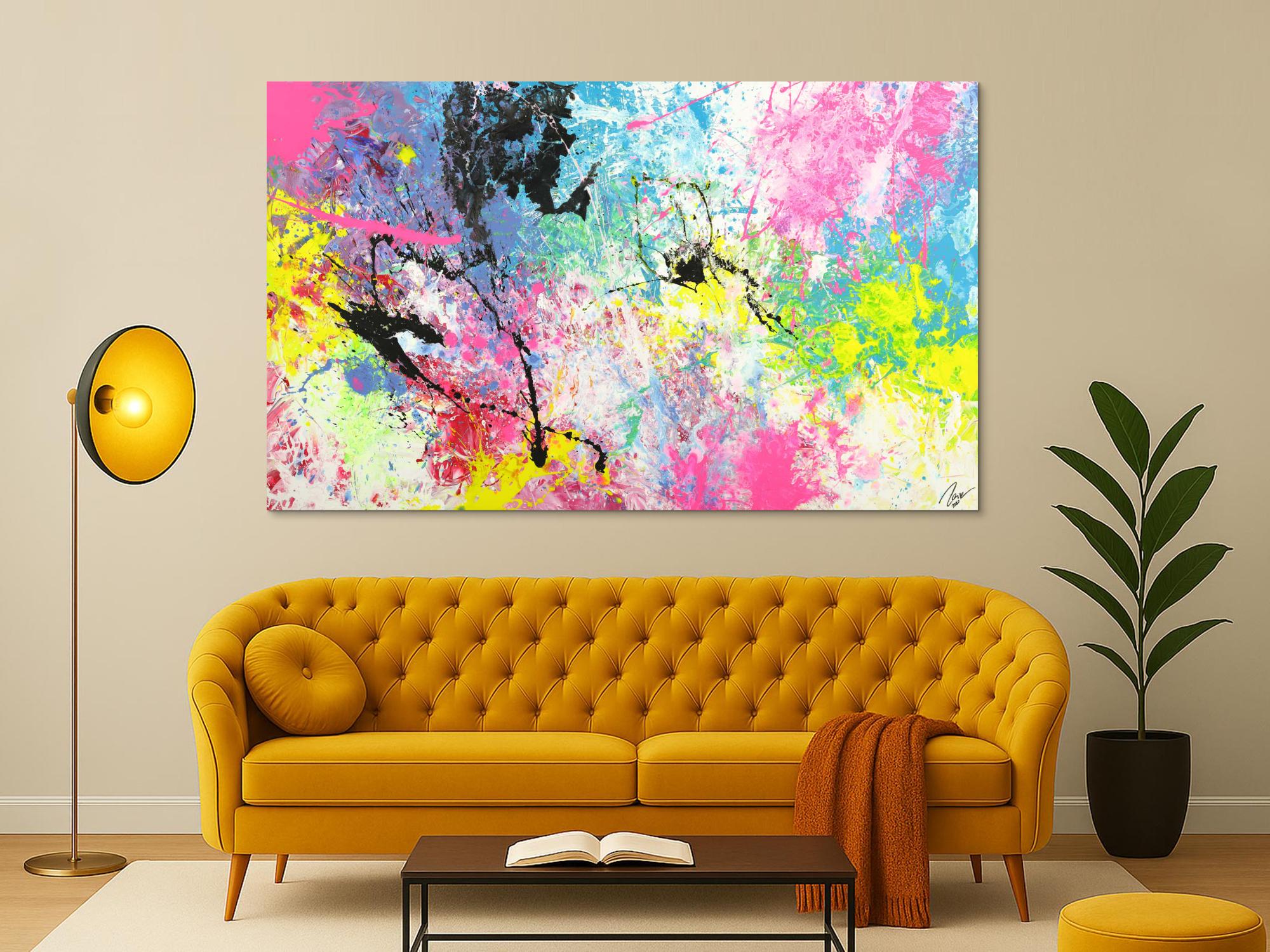 Abstraktes Gemälde Action Painting Modern Art Handgemalt bunt auf Leinwand