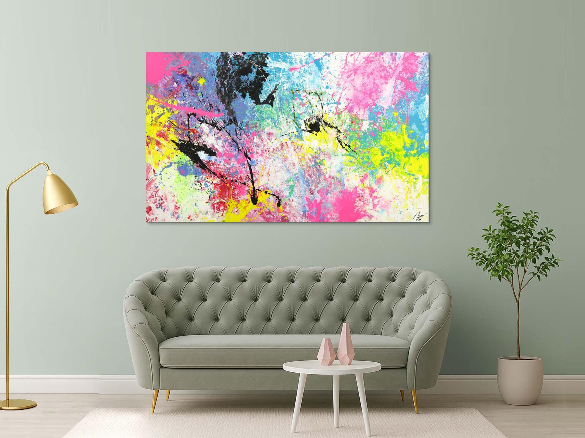 Abstraktes Gemälde Action Painting Modern Art Handgemalt bunt auf Leinwand