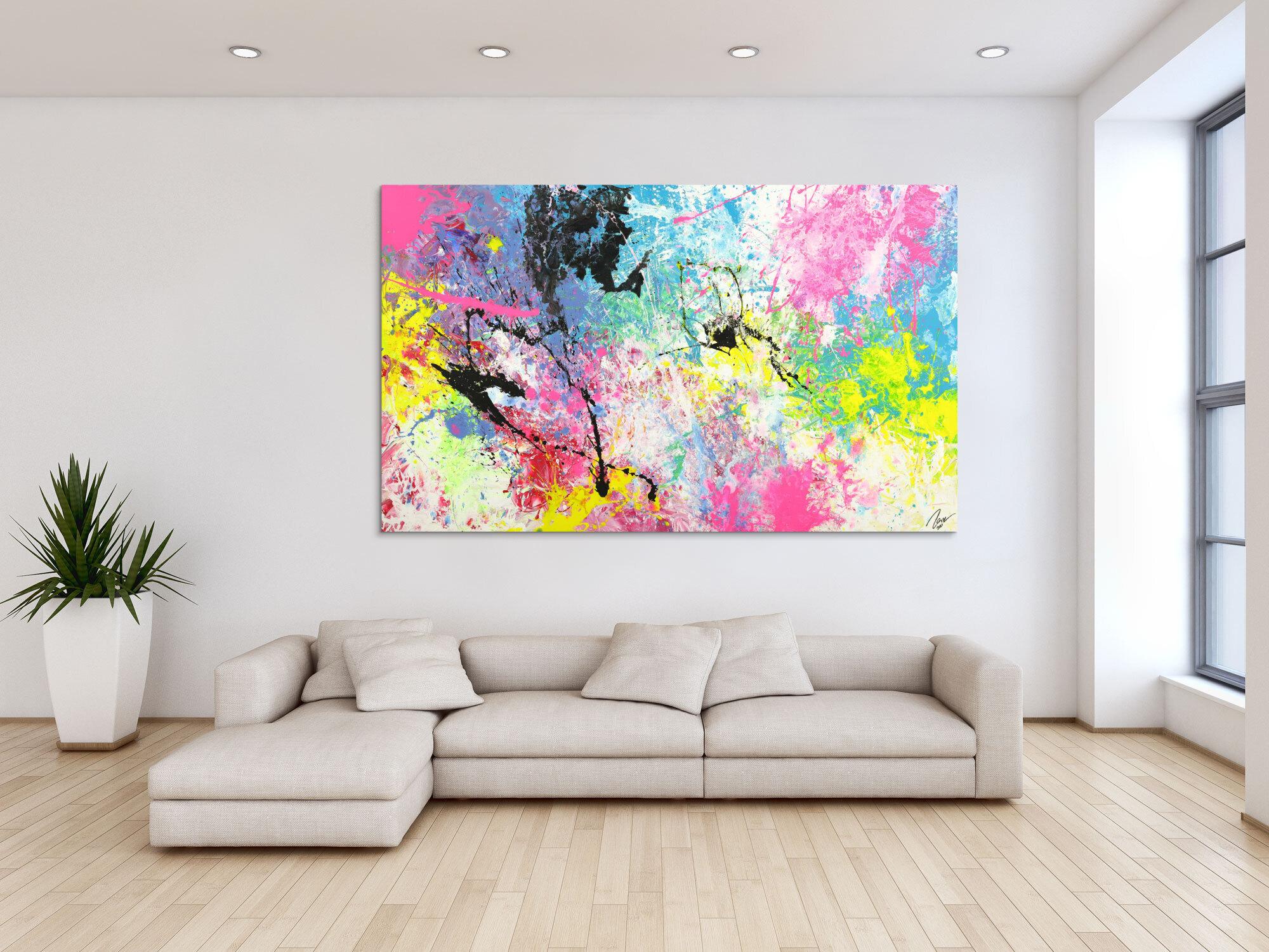 Abstraktes Gemälde Action Painting Modern Art Handgemalt bunt auf Leinwand