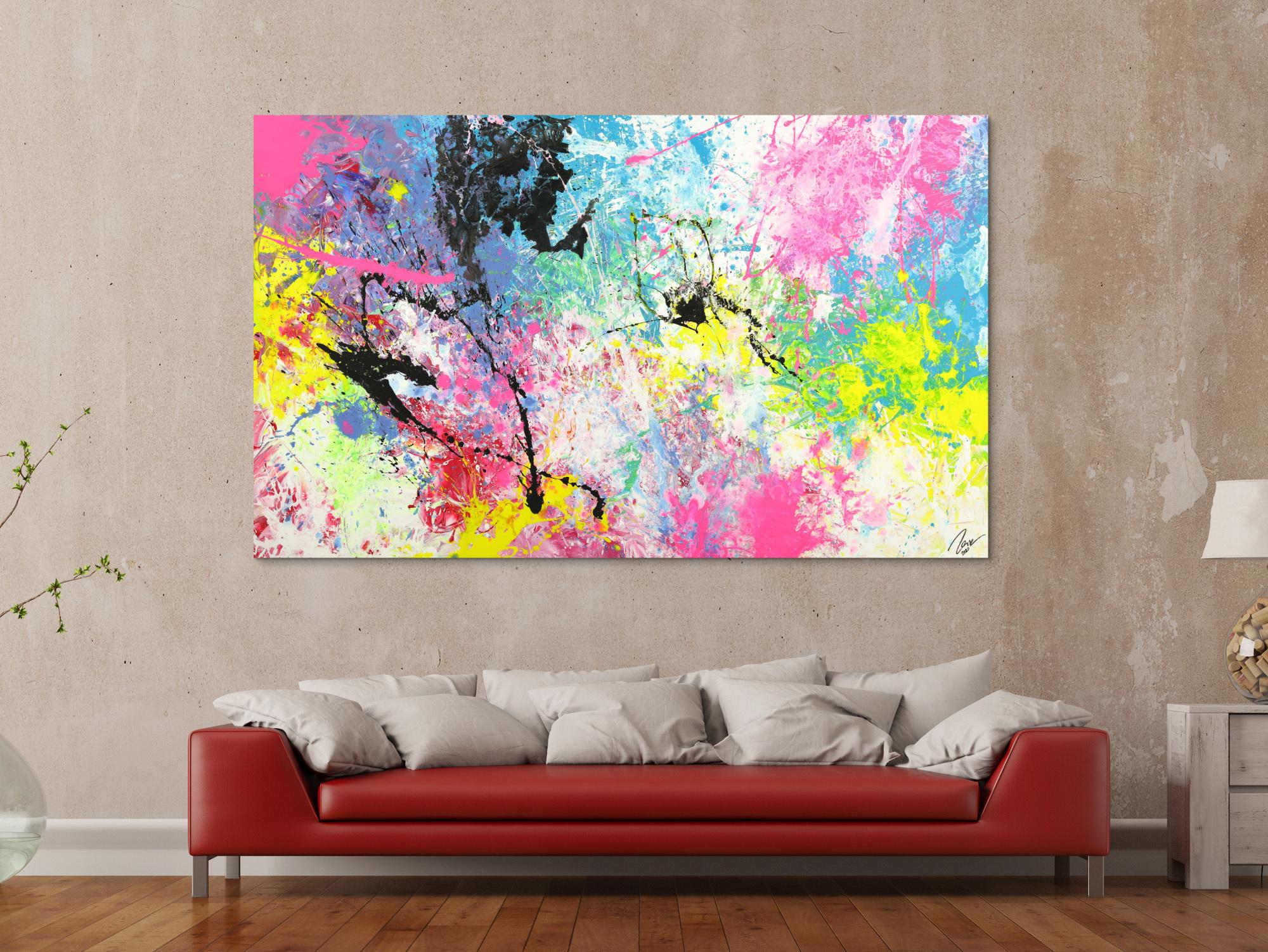 Abstraktes Gemälde Action Painting Modern Art Handgemalt bunt auf Leinwand