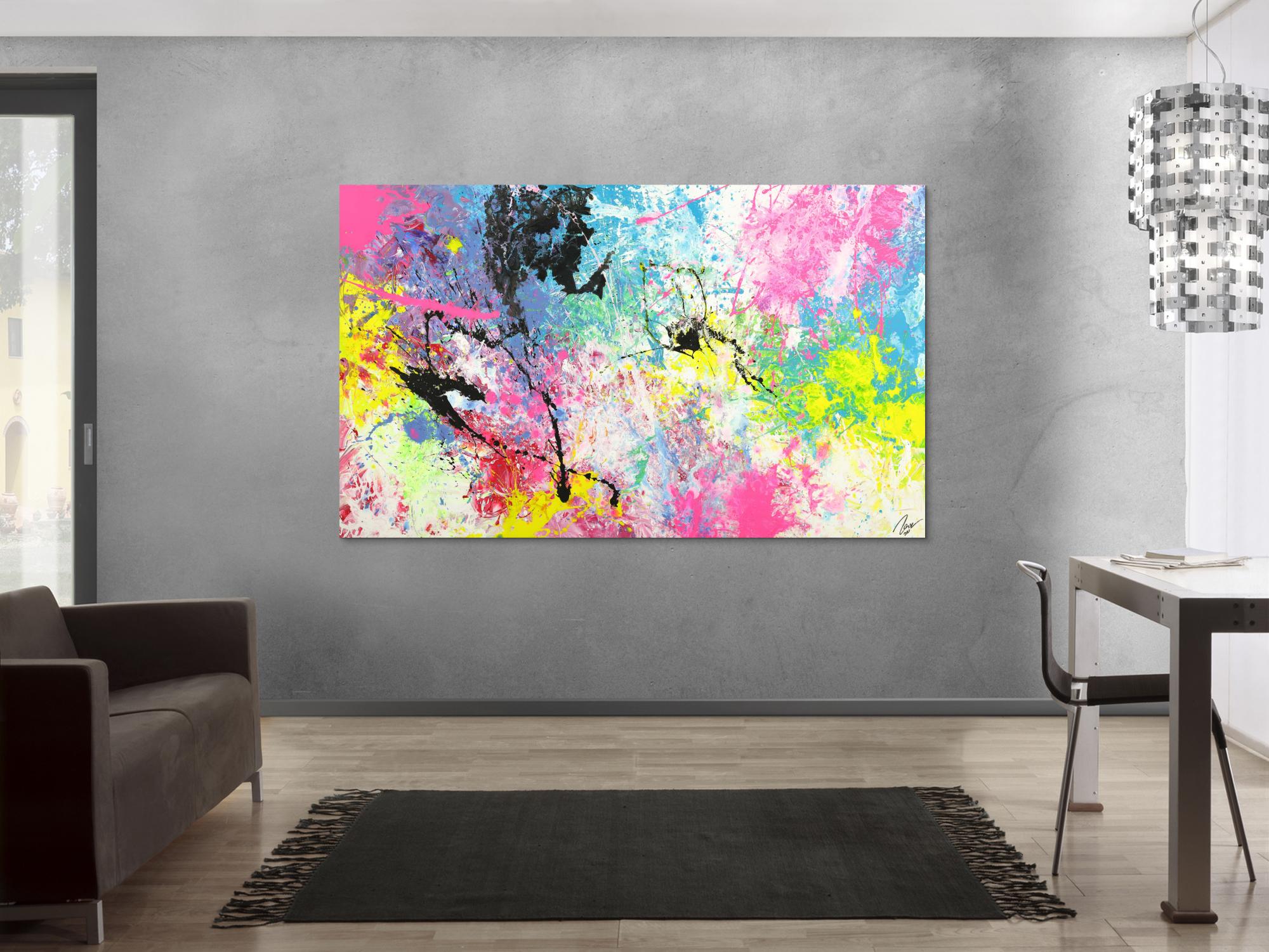 Abstraktes Gemälde Action Painting Modern Art Handgemalt bunt auf Leinwand