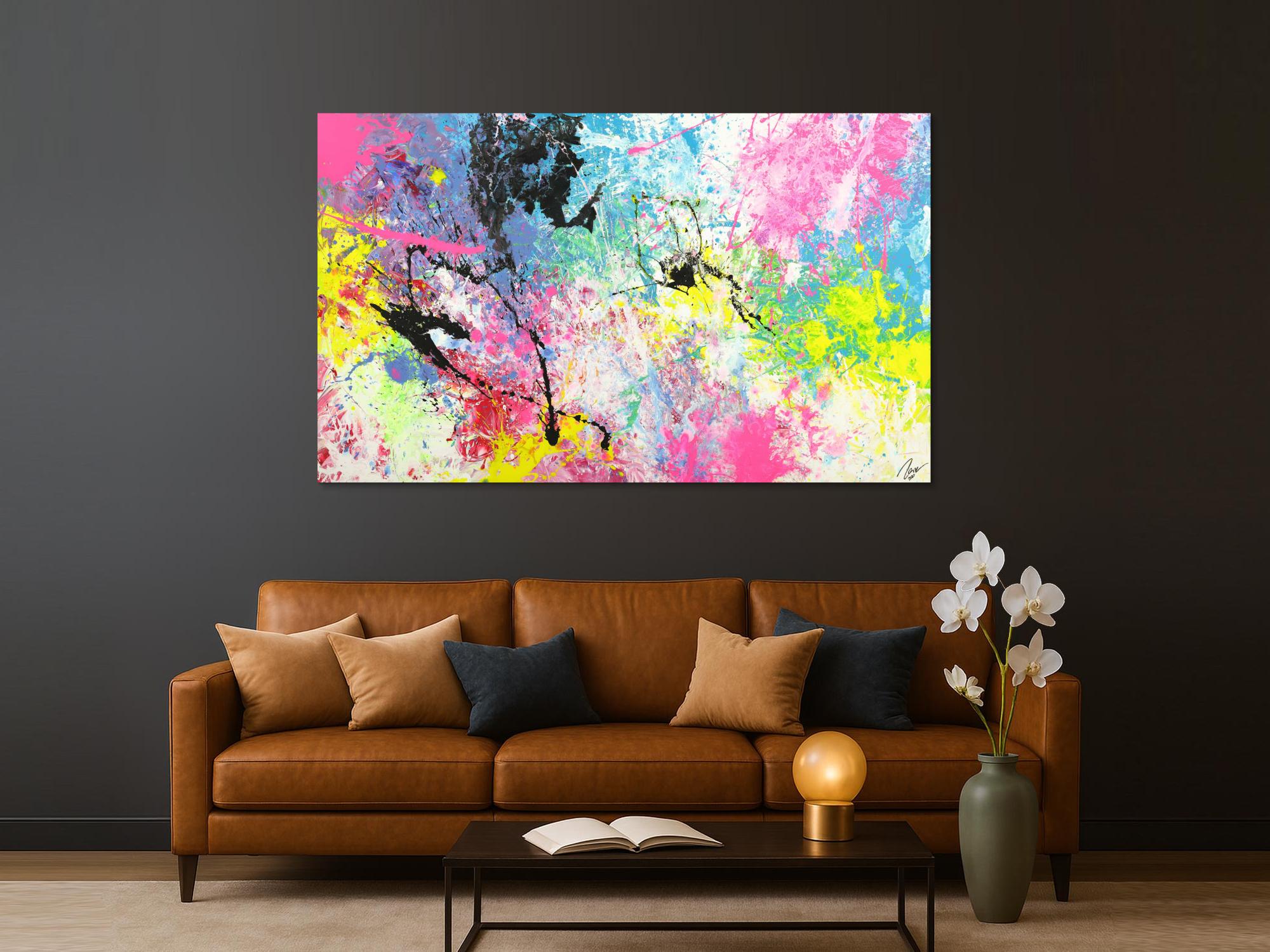 Abstraktes Gemälde Action Painting Modern Art Handgemalt bunt auf Leinwand